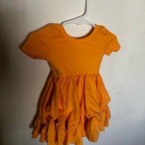 Sunny Orange Ruffled Kids Dress